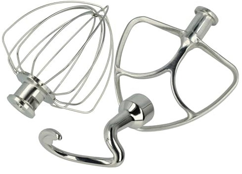 vhbw set di ricambi da 3 pzz. sostituisce KitchenAid 5KSM5THFBSS, 5K452DH per robot da cucina - frusta da cucina, frusta piatta, gancio per impastare
