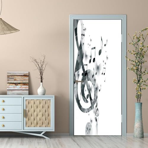 Türtapete Selbstklebend 86x200 cm Noten, Musik Türaufkleber 3D entfernbar für schlafzimmer wohnzimmer badezimmer dekoration - türposter wasserdicht