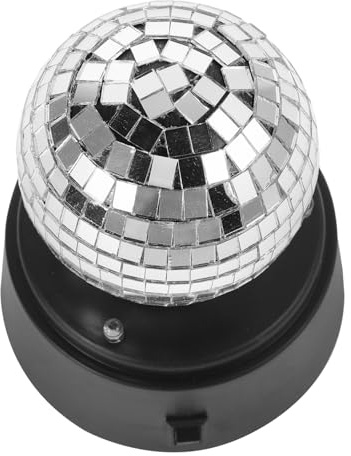 Hoement Stroboskop Tischlampe mit Spiegelreflexion Rotierende LED Disco Kugel Batteriebetrieben Tragbar für Ktv Bar Partyraum Einfache Ein Knopf Bedienung Langlebig und Leicht zu Reinigen