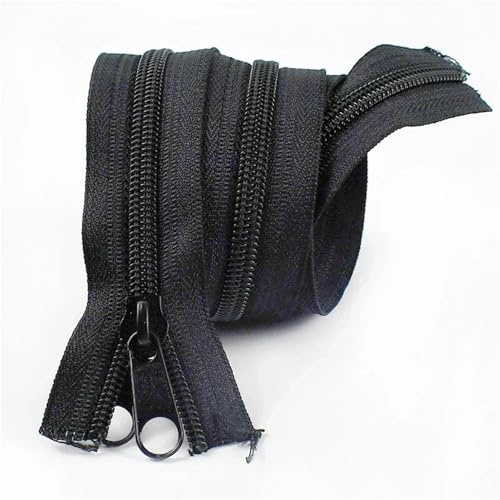 Fermetures à glissière en nylon à ruban continu avec curseur, 3#, 5#, 8#, 10#, 1/2/5 mètres de longueur, pour la réparation de vêtements, vestes et valises(BlackDouble,1M_NO8)