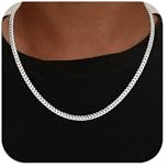 SLOONG 5MM Breit Panzerkette 925 Silber Over Herren | Panzerkette 925 Silver Over Schmuck Geschenk für Männer Verschiedliche Längen 46/51/56/61CM