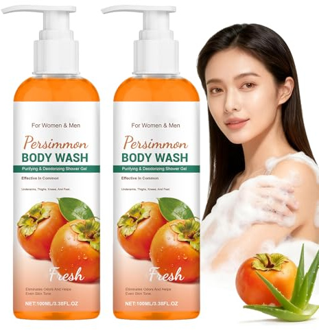 Gel de ducha de caqui para control de olores, desodorante natural, lavado de caqui para hombre y mujer, cuerpo y cara, lavado de caqui para olores mayores, limpieza profunda e hidratante (2)