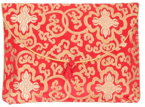 GRIRIW Bolsa de Brocado Rojo para Documentos y Sobres, Multiusos Estilo Tradicional Chino, Adecuado para Usos Culturales Chinos y Regalos a Familiares