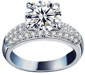 Diamantring, 2-3ct Moissanit vigselringar for kvinnor rundslipad D-färg VVS1 sterlingsilver diamantring(7)