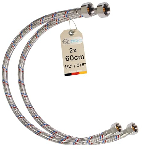 DL-pro 2er Set 60 cm Flexschlauch 1/2 Zoll auf 3/8 Zoll – Anschlussschlauch für Armatur/Eckventil