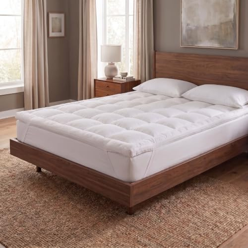 4AS Ultimate Deep Sleep 10cm Mattress Topper Double Bed - Luxury 4 Inch Extra Thick Mattress Topper with Easy Fit Straps - Hypoallergenic and Machine Washable, (Double – 137x190cm)
