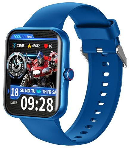 Montre Connectée Enfant, Montre Intelligente Fitness pour Enfant, Bleu | Montre Sport Enfant Hommes Femmes, 1.83-inch HD IP68, Appels Vocaux, Calories, Mode Sport, Musique, Notifications Messages