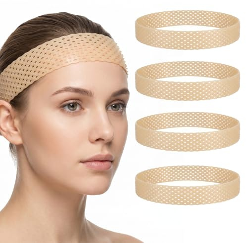 RAHHLIZS 4 Pieces Silicone Wig Grip Band Adjustable Wig Headband, Snatch Proof Non-Slip Wigs Band Elastic Wigs Gripper for Sport Yoga (Skin Colour)