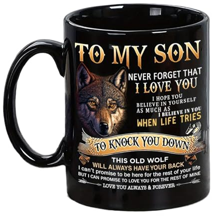 330ml Ceramic Classic Cup - Son Coffee Mugs From Dad | Family Themed | for Birthday Winter Balcony Courtyard Outdoor Garden Park Home School Picnic Camping Party Beer Coffee Tea Sentimental Gift Fathe