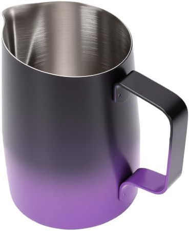 Zunate Pichet à café en Acier Inoxydable 450 Ml avec Bec Verseur, Tasse à Mousse de Lait Polyvalente pour Barista Latte Art, Pichet à Vapeur en Acier Inoxydable 304 Antirouille pour une Cuisson