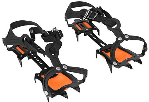 Erwachsene Steigeisen mit 10 Manganstahl Zähne, Verstärke Eisspikes, Verschleißfest Spikes Schuhkrallen, für Winter High Altitude Wandern Bergsteigen auf EIS Schnee Gletscher