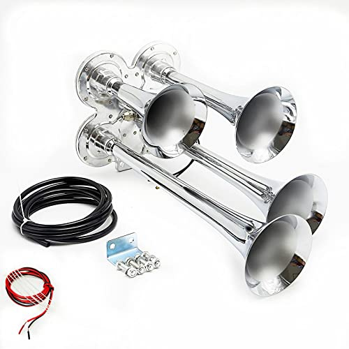 YIYIDA Autohupe Silber auto Horn 12V Lautsprecher Trompete Silber LKW hupe car horn Lufthupe für 12V auto lkw car