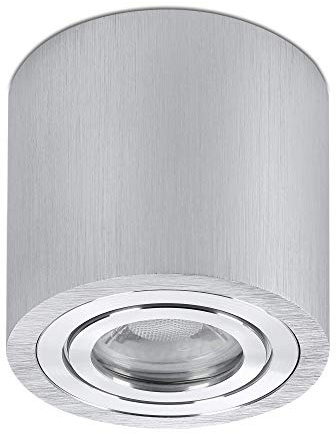 lambado® LED Aufbauleuchte für Feuchtraum/Deckenstrahler Set inkl. 230V 5W GU10 Spots - Wasserschutz für Bad & Außen - Aufbaustrahler IP44 in Alu gebürstet