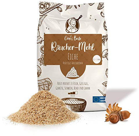 Omi's BESTE© Legno per affumicatura Naturale, Trucioli per Barbecue, Polvere per affumicare | 650 gr | Rovere