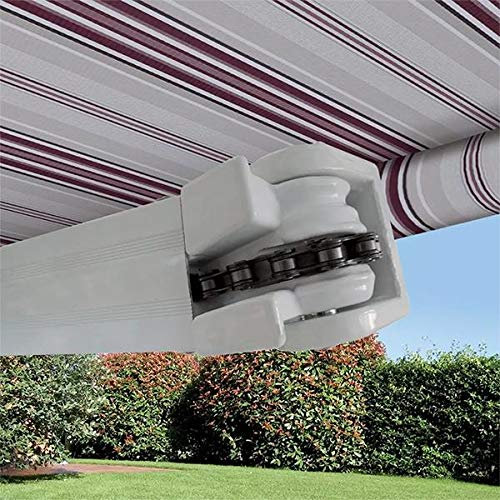 Sangiorgio Tenda da Sole Barra Quadra Braccio con Catena Colore Rigato Bordeaux 300x200 Cm