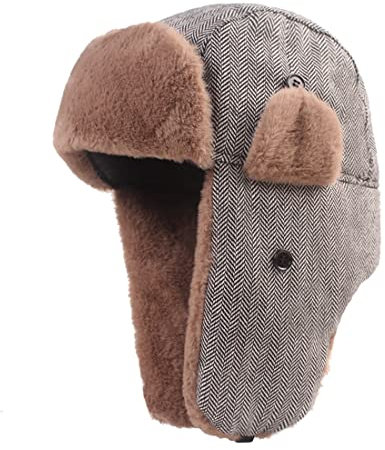 Gisdanchz Fliegermütze Winter Hut Russische Mütze Russen Uschanka Chapka Herren Russisch Russenmütze Wintermütze Schapka Wintermaske Russenmützen Trappermütze Mit Ohrenklappen Hellgrau