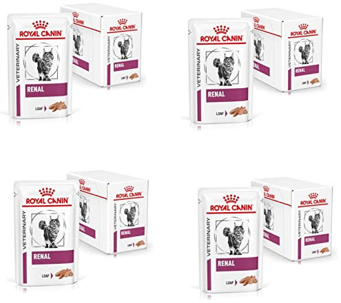 Royal Canin Renal Mousse für Katzen | 4er Pack | 4 x 12 x 85 g | Diät-Alleinfuttermittel für ausgewachsene Katzen mit Nierenproblemen | Mit niedrigem Phosphorgehalt