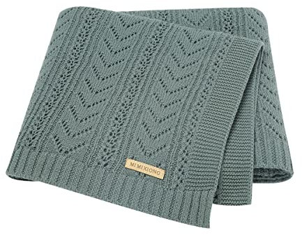 mimixiong Coperta in 100% cotone morbido per neonati, coperta per carrozzina, culla, 90 x 70 cm, verde