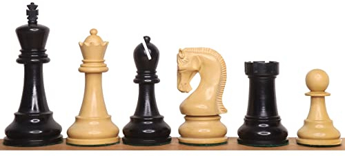 Royal Chess Mall - Leningrad Staunton Chess Pieces Only Set - Ebonised Boxwood - 4 King
