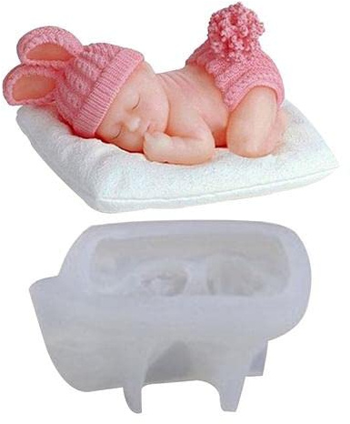 3D Silikonformen Schlafendes Baby Fondant Form Antihaft Babyform Kuchen Dekoration Backform Schokoladenform Pralinenform für Weihnachten Geburtstagsfeier Kuchen Schokolade Dessert
