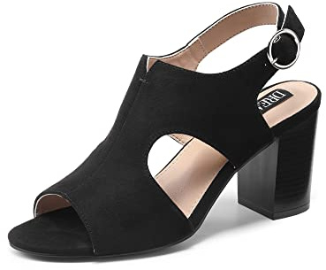 DREAM PAIRS Sandalo da Donna a Bocca di Pesce con Tacco Alto Scarpe Estive Classiche ed Eleganti con Fibbie Aperte in Punta Estate,Size 37,Nero,SDHS2351W-E