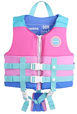 Gogokids Toddler Swim Vest Toddler Floaties Swim Vest for Kids 2-3-4-5-6-7-8-9 Years Old Swimming Pool Floats for Kids 30-50-70 Pounds Buoyancy Swimming Aid Floaties Boys Girls in Beach, Pool, Puddle
