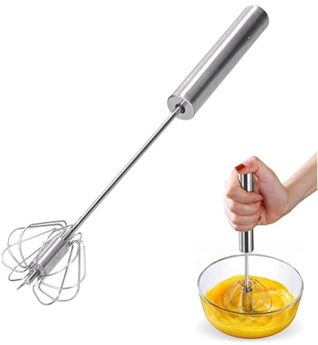 Frusta per Uova, Frullatore Semiautomatico in Acciaio Inossidabile Frullatore per Miscelatore Rotante a Spinta Manuale Versatile per Frullare, Sbattere, Sbattere, Mescolare