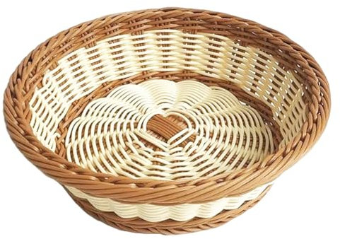 RT&BS Cesto rotondo in vimini per il pane, Cesti Natalizi per alimenti, Cesti ecologici intrecciati a mano per conservare Pane, Verdura, Frutta in Cucina, Ristorante, Negozio (Bicolor, M)