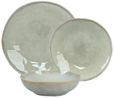 WeHome - Servizio Piatti 6 Persone, Set 18 Pezzi Colorati in Ceramica, Moderni, Lavabile In Lavastoviglie, Compatibile Con Forno A Microonde (Verde)