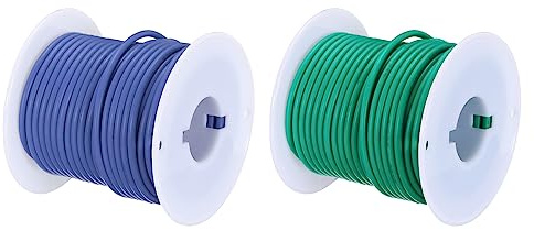 sourcing map 18AWG Elektrisch Draht 0,82mm² Batterie-Elektrokabel Leitungen 15m pro Rolle Litzendraht Kabel Verzinkt Kupferkabel Silikonkabel Jumper Wire für DIY Modelle Anschluss, Blau/Grün