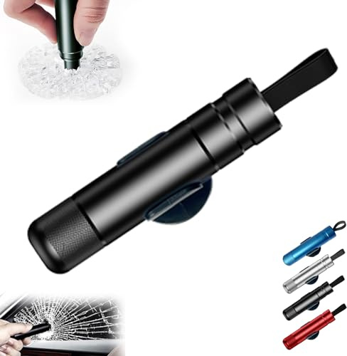 Hammerdex-Glasbrecher, Hammerdex-Sicherheitshammer, sicherer Hammer-Glasbrecher, Glasbrecher und Sicherheitsgurtschneider, Notfall-Fluchtwerkzeug für Autos, Kompaktes und ergonomisches (Schwarz)