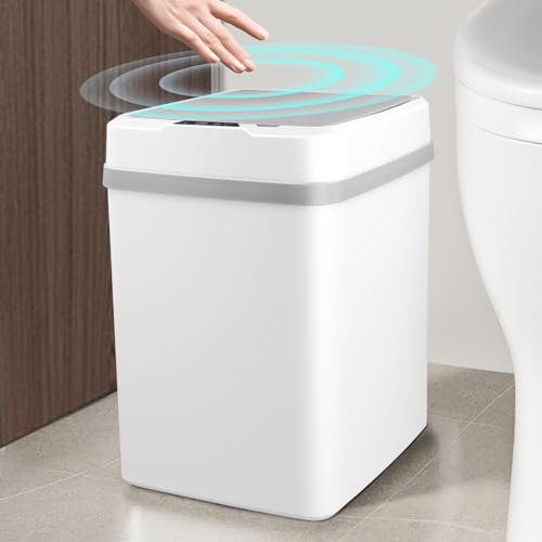 Domisyee Poubelle à capteur - 12 l - Poubelle automatique avec couvercle - Poubelle électrique intelligente pour cuisine, salle de bain, bureau et chambre à coucher - Avec 3 modes de capteur et