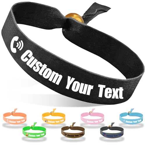Coregiftr Personalisierte einstellbare Stoffarmbänder - Einweg-Polyester-Armband - perfekt für Veranstaltungen, Konzerte, Clubs und Partys