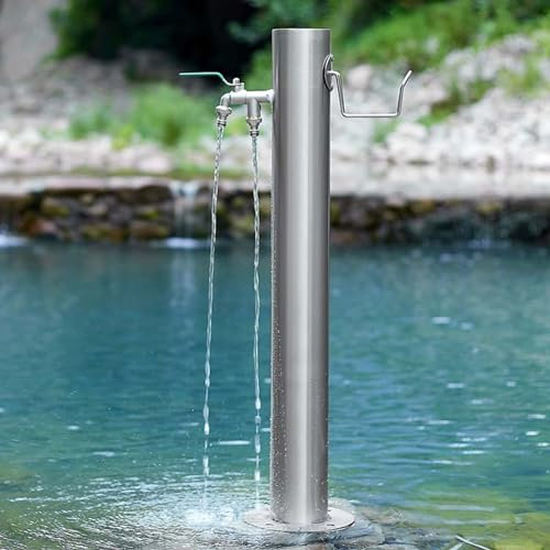 Freistehende Gartenwassersäule mit Wasserhahn,vertikale Hofwassersäule Aus Edelstahl 304 Mit Frostschutz,landschaftsdekor Hof Hydrant Wasserspiel Brunnen,für Die Autowäsche Und Gießen