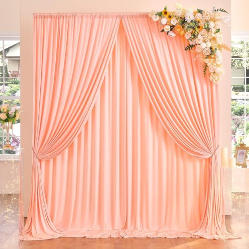 3x6 m melocotón cortina para telón de fondo, cortina de fondo de fiesta melocotón fondo de boda, poliéster melocotón fondo cortinas para cumpleaños baby shower bautizo ducha nupcial