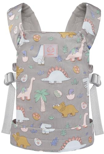 GAGAKU Puppentrage für Baby Puppen Wiedergeborene Puppenträger Kinder-Spielzeug-Träger für Puppen Puppenzubehör für Kleinkinder - Grau - Dinosaurier