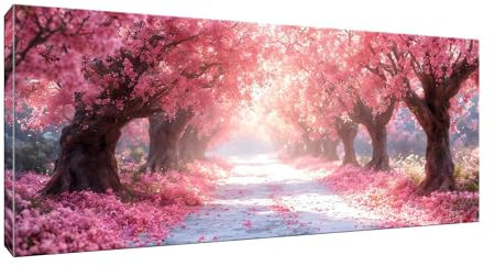 lewwmn Malen Nach Zahlen Erwachsene, Kirschbaum DIY Ölgemälde-Kits auf Leinwand mit Pinseln und Acrylpigment, Graffiti-Liebhaber, Bild für Heimdekoration, Geschenke, Ohne Rahmen,35x70cm/14x28in W-437