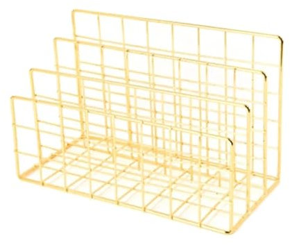 JMORCO Zeitungsständer Metall-Aufbewahrungskorb, minimalistischer Buch-Organizer-Korb, Büro-Desktop-Kleinigkeitenhalter, Roségold, Zeitungs-/Magazinständer(Gold L)