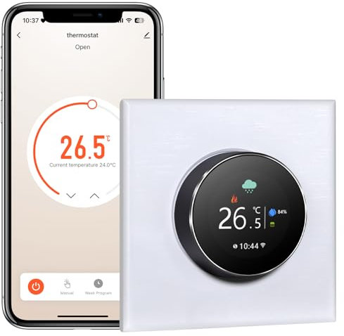 MVAVA Thermostat, Smart WLAN Thermostat kompatibel mit Alexa und Google Assistant, Raumthermostat Kompatibel mit Tuya Smart Life App Fernbedienung, Weiß