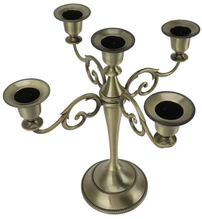5-Armiger Kandelaber-Kerzenhalter, Metall-Kerzenständer, 25,9 cm Hoch, Antiker Kegelkerzenständer für Hochzeitszeremonie, Zuhause, Vatertag, Party-Dekoration (Bronze)