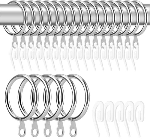 ALLisWE 50 Pezzi Anelli per Tende in Metallo 30mm，Ganci per Tende in Plastica 33 X 13mm Anelli E Ganci Silenziosi per Bastoni per Tende Argento Sospeso Anelli Tenda da Letto Doccia Finestra E Porta