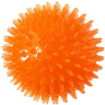 SMELEYOU Quietschende Hundeball-Haustier Kaut-Spikey-Spielzeug ungiftiger Spiky-Puppenzahn-Reinigung Spielzeugkugeln Orange 8 cm