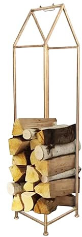 HYEFDWS Estante para leña Extra Alto, Dorado, Soporte Estrecho para apilar Troncos, Soporte para leña para Chimenea de Esquina de 13 de Ancho para el hogar