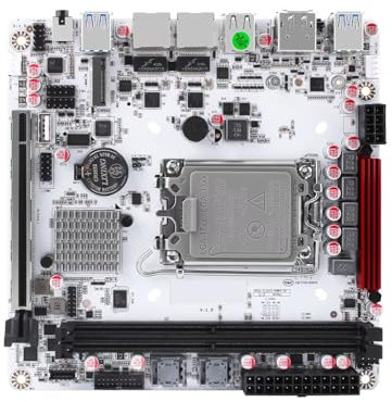 PeeliCeeli Carte mère 8 baies NAS LGA 1700, Q670 Mini ITX avec 3 x PCIe4.0 M.2 NVMe, 8 cartes SATA3.0 DDR5 avec i226-LM 2.5GbE, PCIe5.0x16, USB3.2, 16 Go de RAM 128 Go SSD