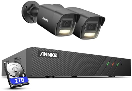 ANNKE 5MP Home Security Camera System, 2x Wired 3K PoE IP Cameras Outdoor with Smart Human/Vehicle Detection, 100ft Night Vision, Remote Access, 8CH NVR with 2TB HDD for 24/7 Recording