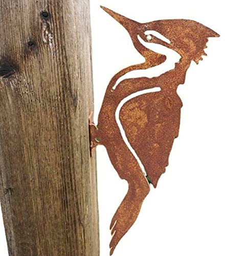 Sagome di uccelli in metallo arrugginito, decorazione da giardino, picchio da giardinaggio, uccello in metallo, pettirosso, decorazione artistica per giardino, cortile, patio