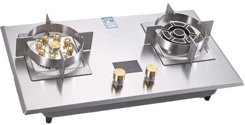 THEGA 7,2/5,2 KW Fornello da Campeggio - Piano Cottura A Gas Portatile A 2 Fuochi, in Acciaio Inox, Fornello da Cucina Regolabile con Controllo del Fuoco Fornello A Gas, Stufa Domestica Facile(LPG)