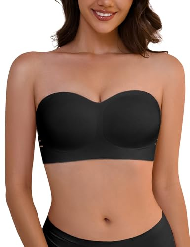 Lonya Soutien Gorge sans Bretelles pour Femmes Soutien-Gorge sans Armatur Sexy Classiques Brassiere sans Coutures Noir,M
