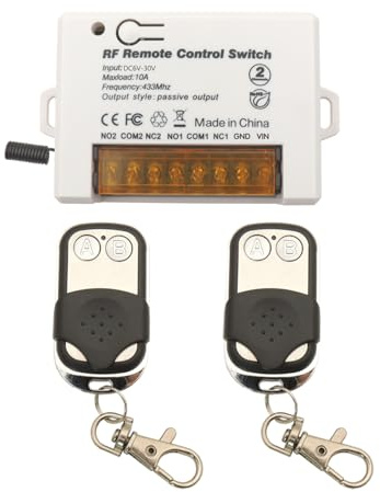 DieseRC 2 Kanal Funkrelais Fernbedienungsschalter RF DC 6V 12V 24V 30V 10A Relaisempfänger mit 2 Sendern, Schlüsselanhänger, großes Terminal Einfache Verkabelung