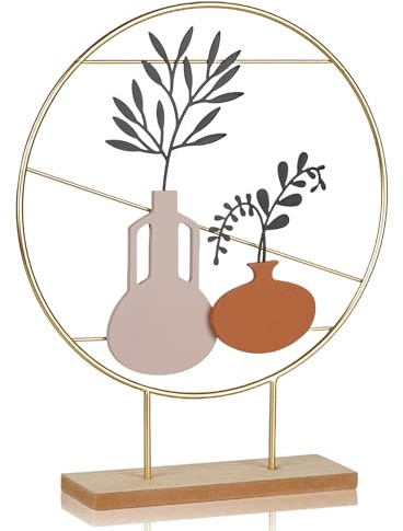 WPAJIRZO Deko Aufsteller Blumenvase, Metallring Ø 28 cm Ganzjährige Tischdeko Dekokranz mit Fuß, Deko für Fenster, Tisch oder Regal